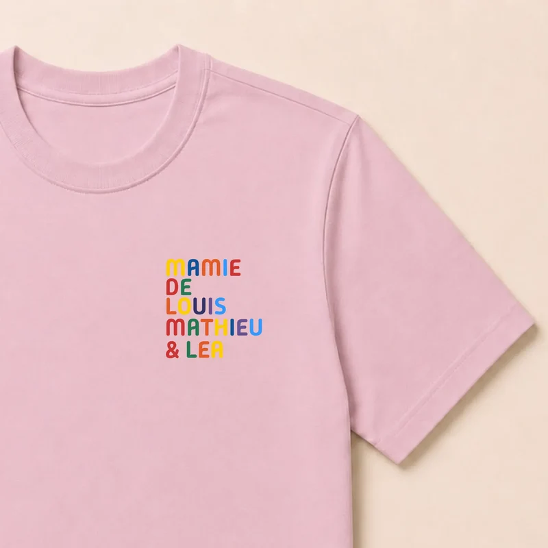 Pull personnalisé mamie - Prénoms multicolore brodé