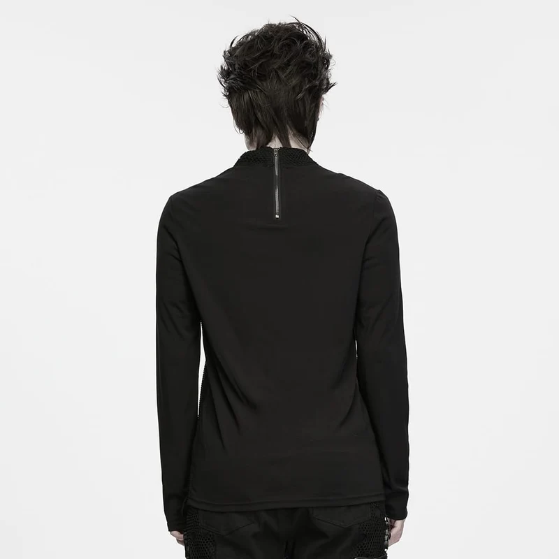 Punk-Langarmshirt für Herren mit Nieten und Stehkragen