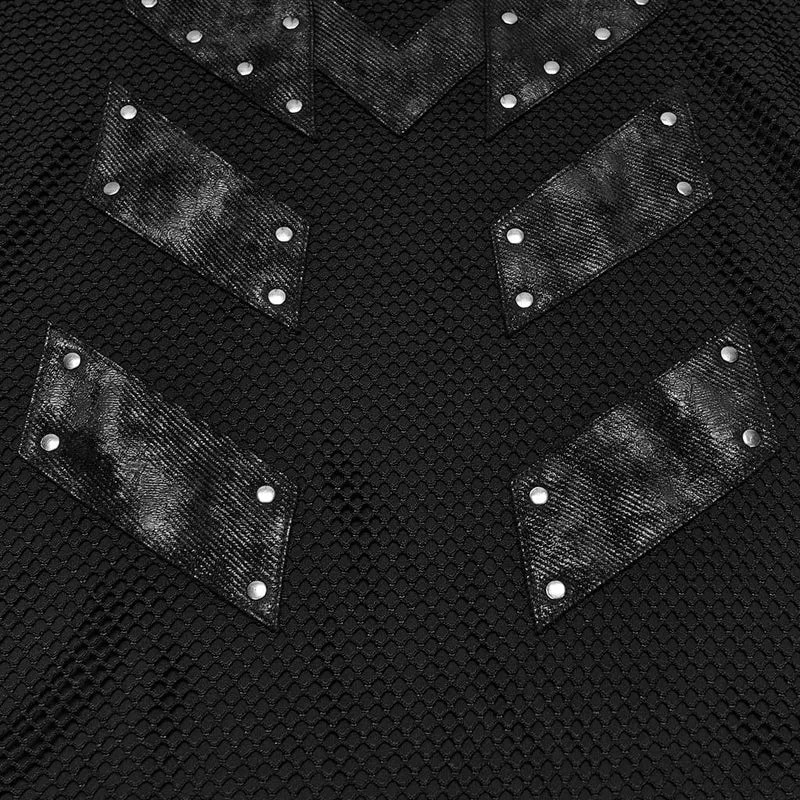 Punk-Langarmshirt für Herren mit Nieten und Stehkragen
