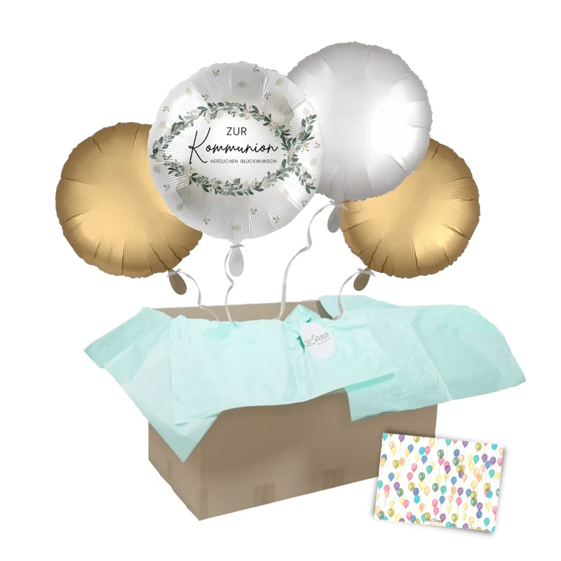 Heliumballon-Geschenk "Zur Kommunion - Herzlichen Glückwunsch"