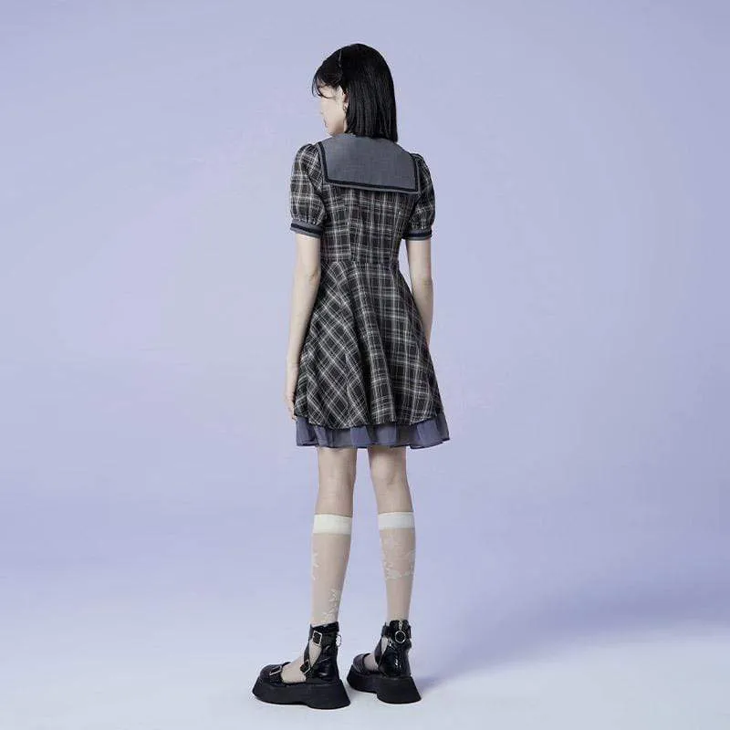 Lolita Jk kariertes Kleid für Damen