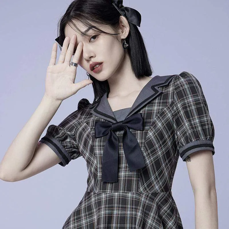Lolita Jk kariertes Kleid für Damen
