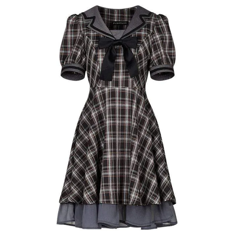 Lolita Jk kariertes Kleid für Damen