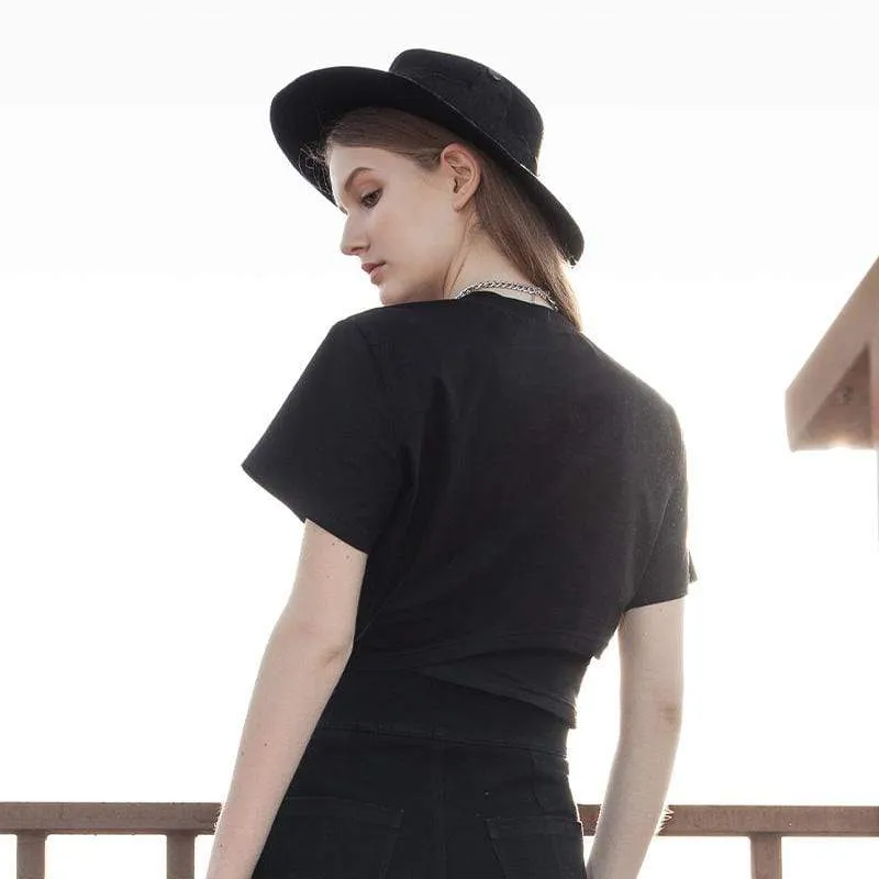 Frauen Casual Midriff Kurzarm T-Shirts