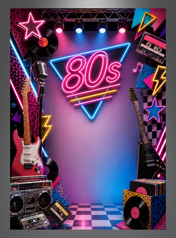 80er Party Fotohintergrund XXL 160x220cm