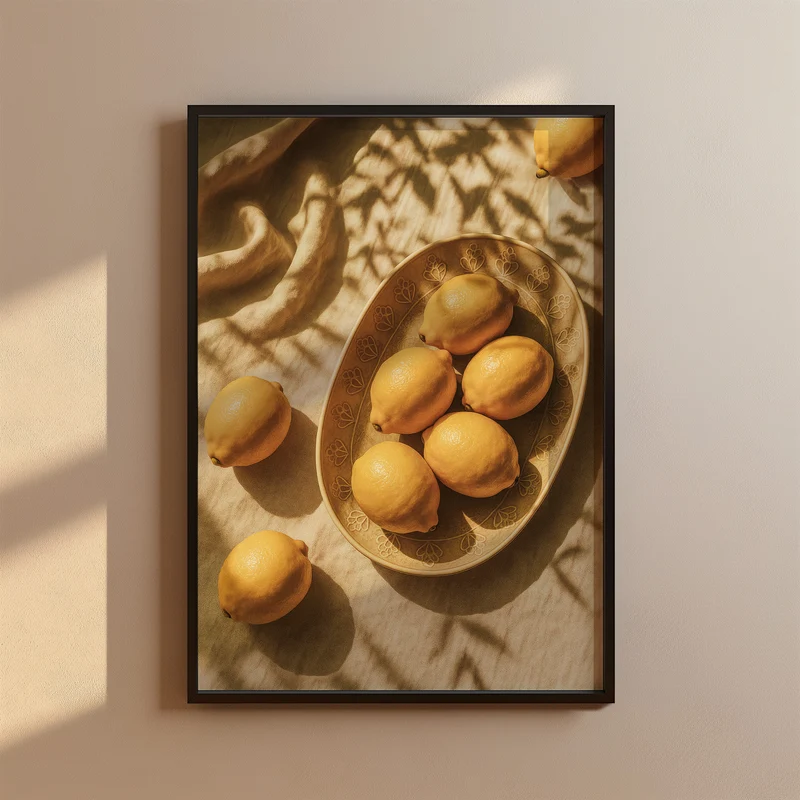 Zitronen Deko Poster - Vintage Kunst Gemüsegarten - Esszimmer Bild & Küchen Wanddekoration
