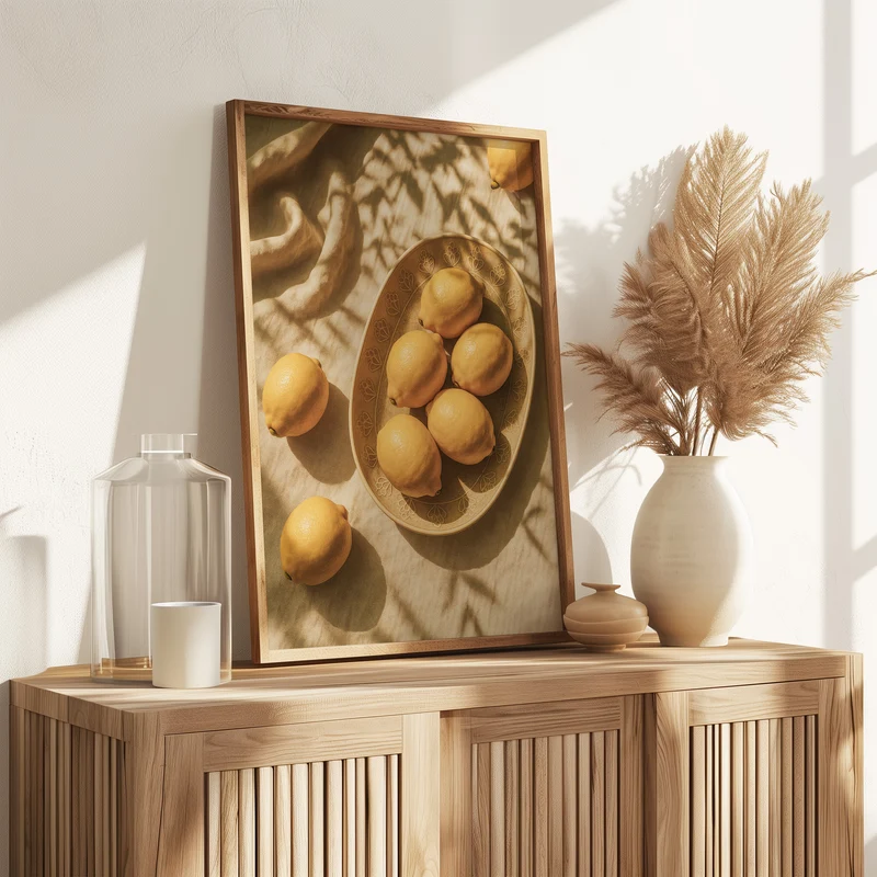 Zitronen Deko Poster - Vintage Kunst Gemüsegarten - Esszimmer Bild & Küchen Wanddekoration