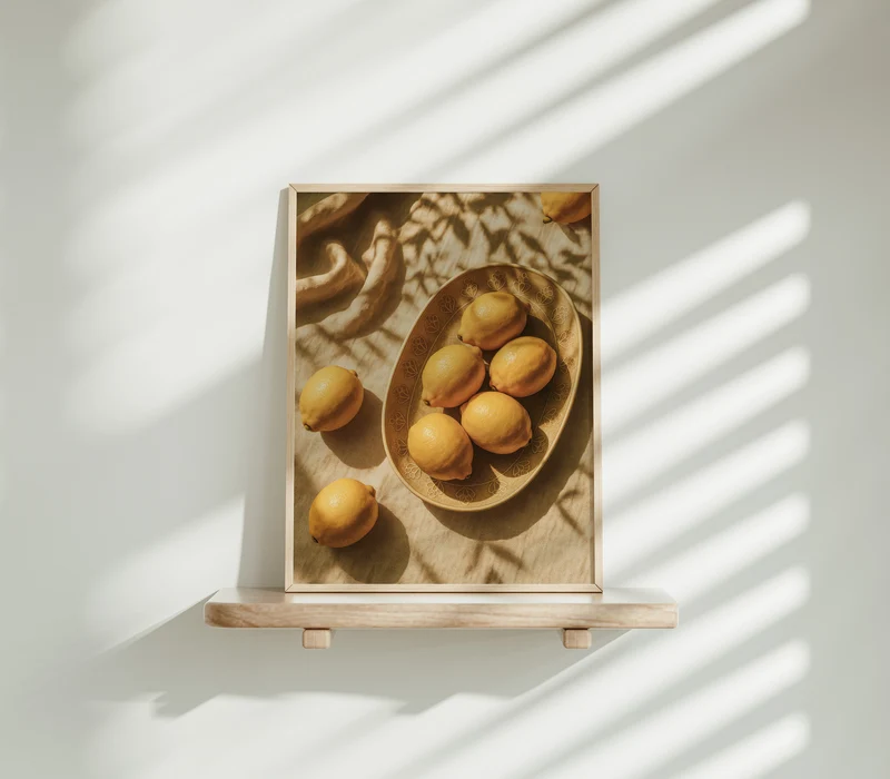 Zitronen Deko Poster - Vintage Kunst Gemüsegarten - Esszimmer Bild & Küchen Wanddekoration