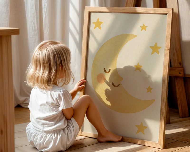Poster Kinderzimmer Sonne, Mond, Sterne Bilder Babyzimmer Deko Boho 1, 2 oder 3er Set