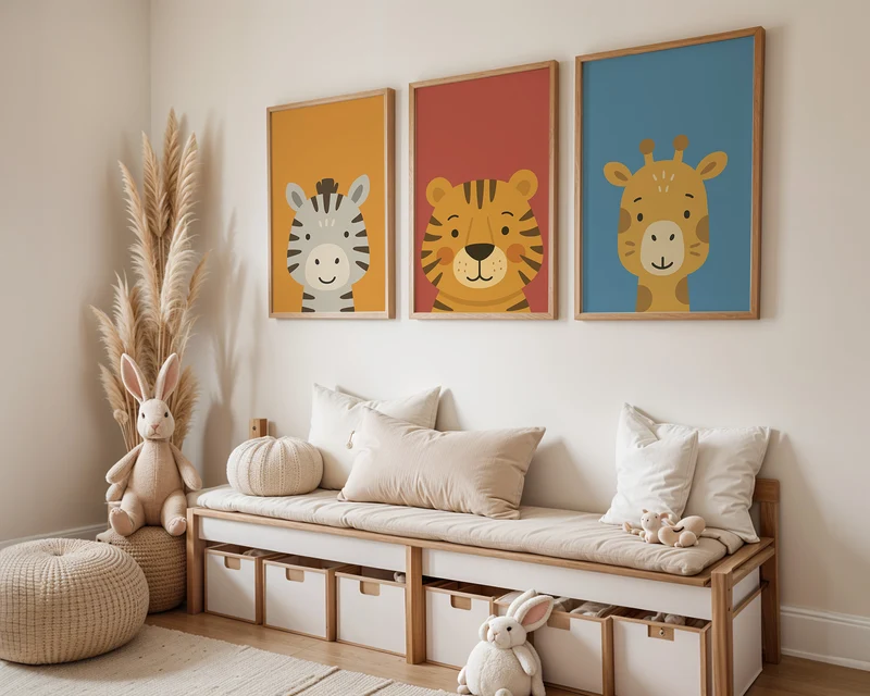 Kinder- & Babyzimmer Poster Tiere - Wandbilder Drucke Löwe, Tiger, Giraffe Panda uvm.