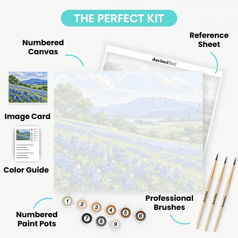 Bluebonnet Meadow Ridge - Paint by Numbers Kit