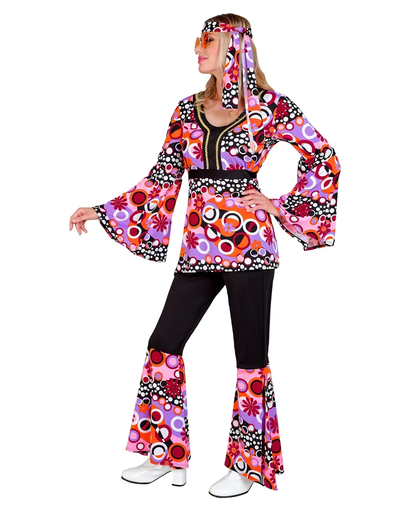 70er Jahre Pink Bubbles Hippiegirl Damenkostüm