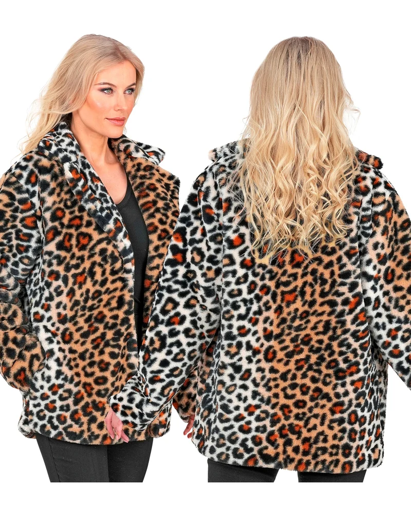 Plüschjacke mit Leopardenmuster