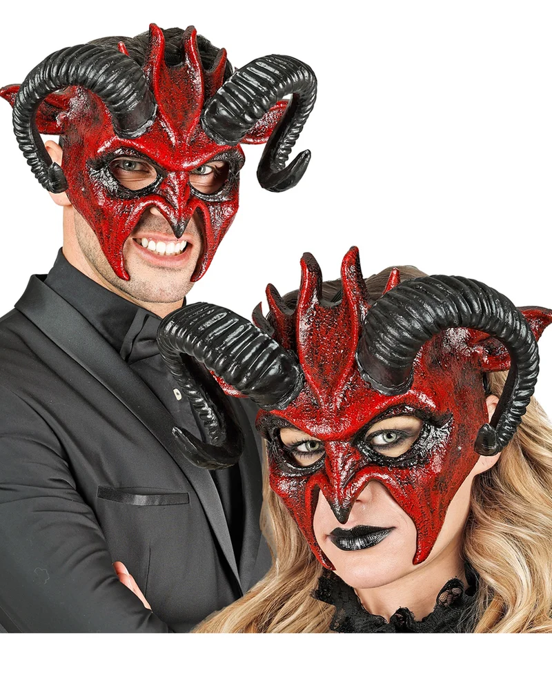 Wilde Teufels Maske mit Hörnern