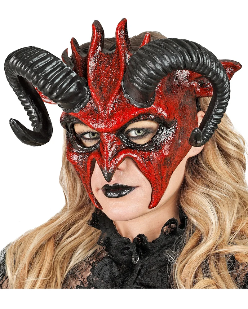 Wilde Teufels Maske mit Hörnern