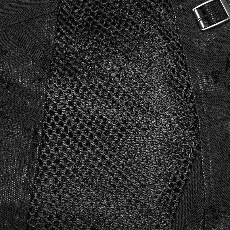 Damen-Rock mit Cyberpunk-Print, Mesh-Einsätzen und abnehmbarer Tasche