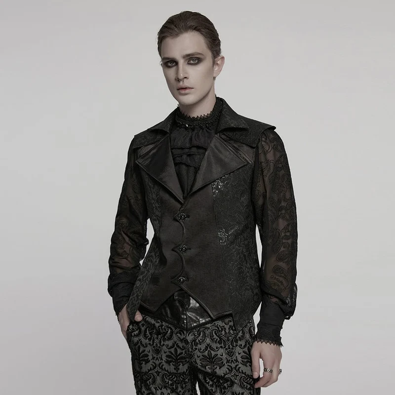 Gothic Jacquardweste mit fledermausartigem Saum für Herren