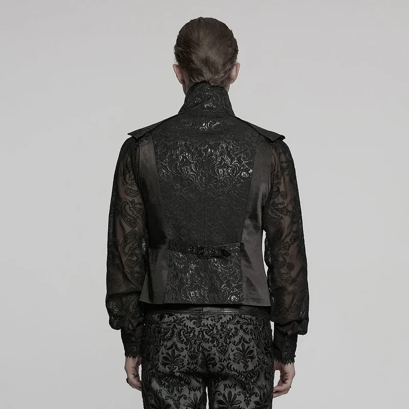 Gothic Jacquardweste mit fledermausartigem Saum für Herren