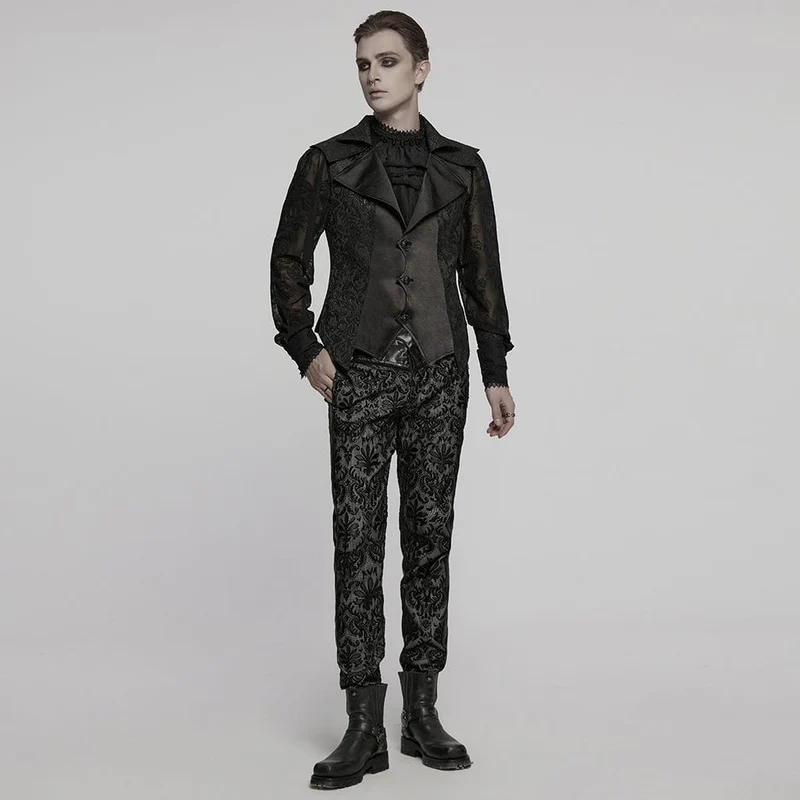 Gothic Jacquardweste mit fledermausartigem Saum für Herren