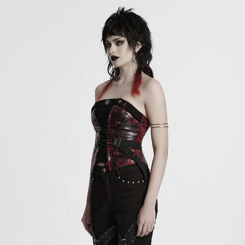 Überbrustkorsett mit Punk-Schlangenmuster für Damen