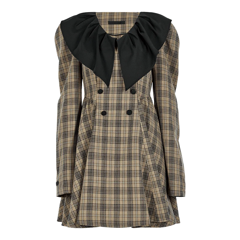 Kariertes Kleid mit Grunge-Puppenkragen für Damen