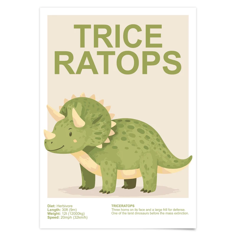 Dinosaurier Poster Kinder- & Babyzimmer Deko Dino Drucke 3er, 6er, 9er Set
