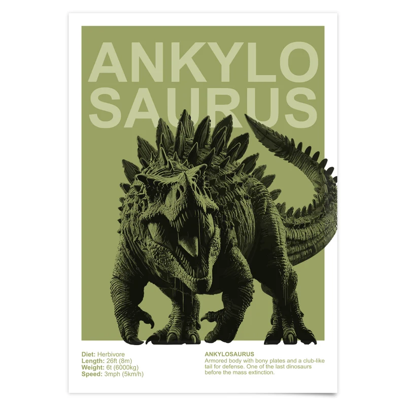 Dinosaurier Poster Kinderzimmer Deko - Dino Print Wanddekoration T-Rex Bilder 3er, 6er, 9er Set