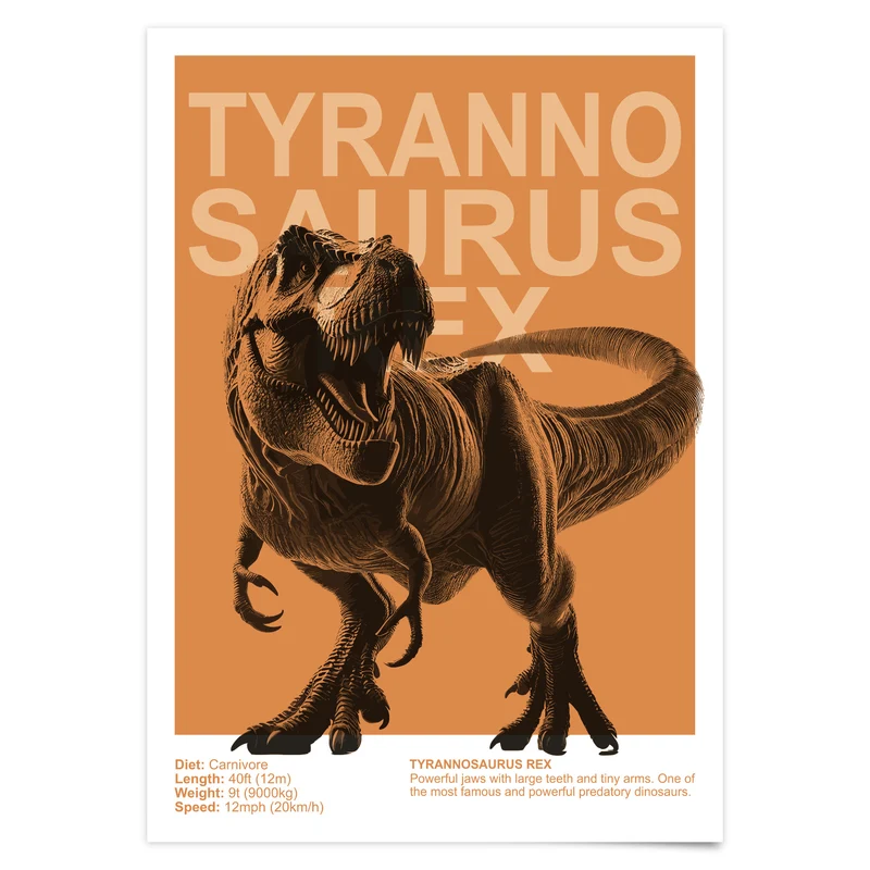 Dinosaurier Poster Kinderzimmer Deko - Dino Print Wanddekoration T-Rex Bilder 3er, 6er, 9er Set