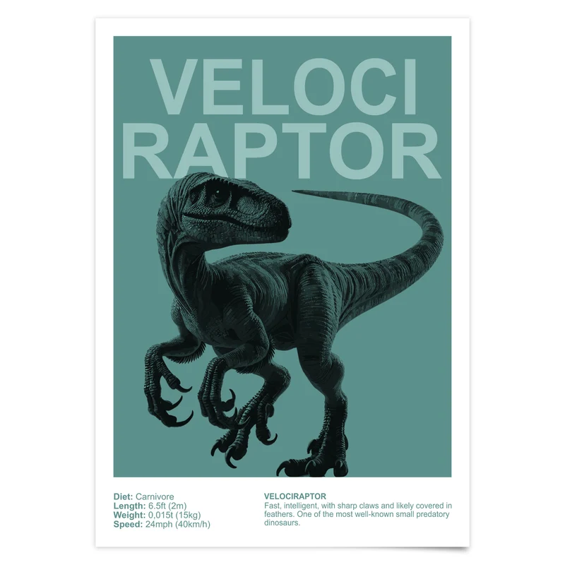Dinosaurier Poster Kinderzimmer Deko - Dino Print Wanddekoration T-Rex Bilder 3er, 6er, 9er Set