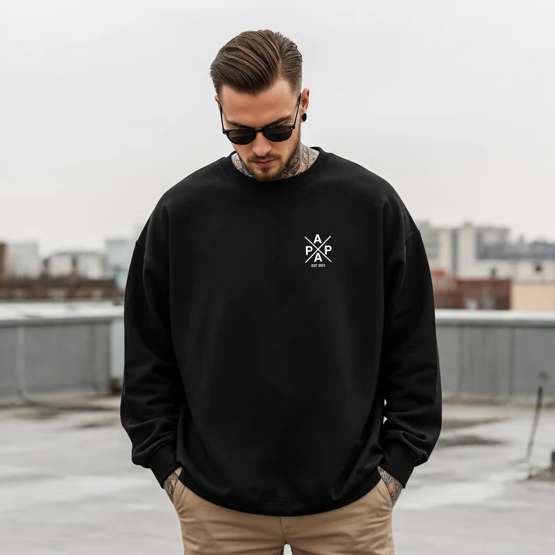 Mama, Papa, Mini Sweater personalisierte Familienpullover - minimalistisch bedruckt mit Datum oder Namen