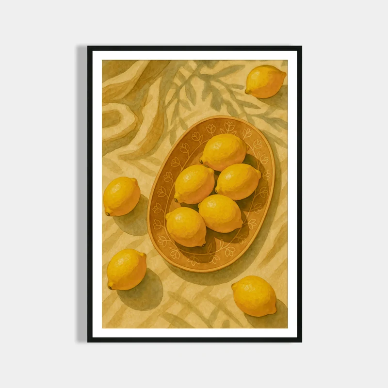 Zitronen Stillleben Poster - Esszimmer & Küchendeko - Moderne Vintage Wandkunst