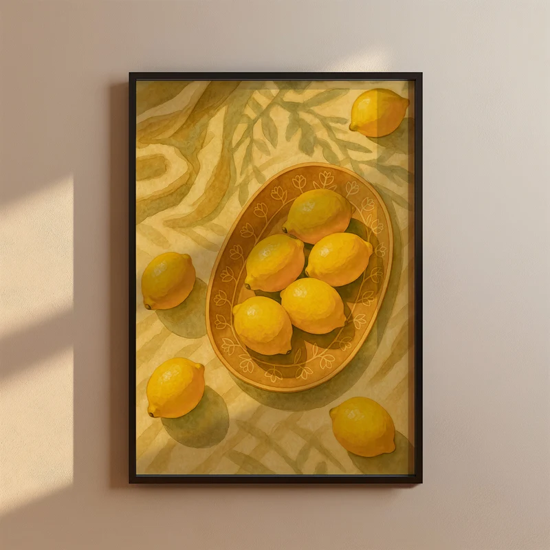 Zitronen Stillleben Poster - Esszimmer & Küchendeko - Moderne Vintage Wandkunst