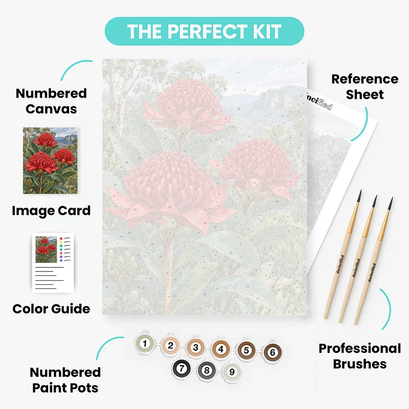 Scarlet Waratah Trio - Paint by Numbers Kit