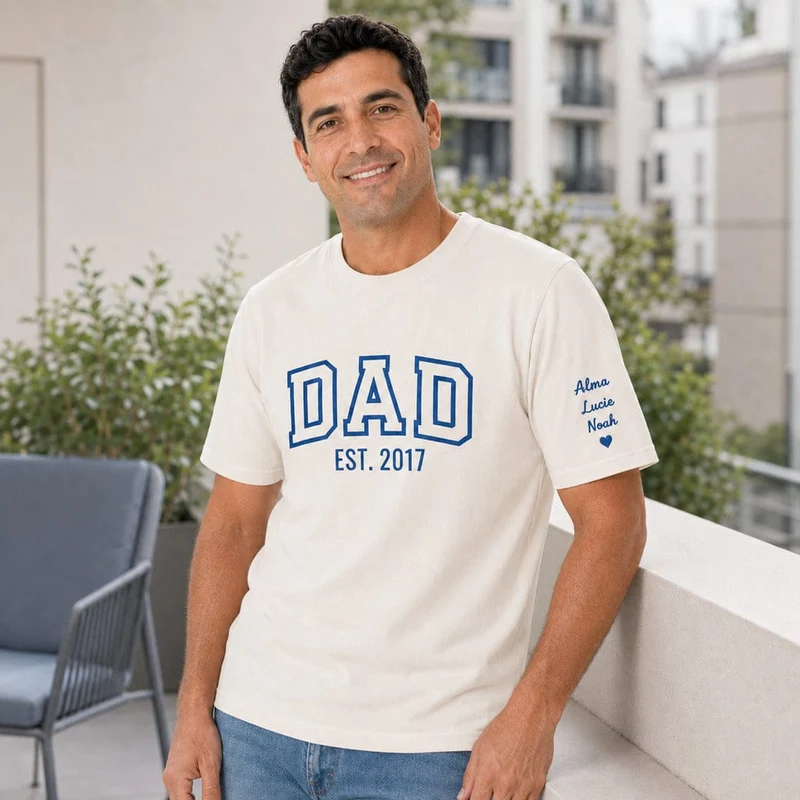 T-shirt personnalisé papa - Dad since brodé
