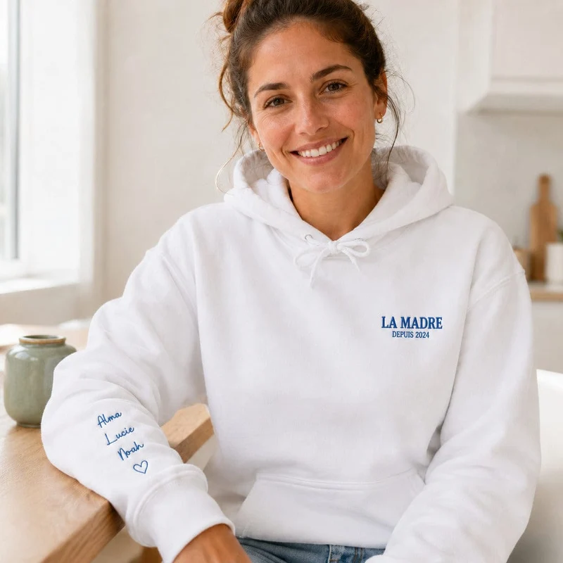 Sweat à capuche personnalisé maman - La madre brodé