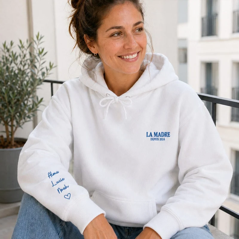 Sweat à capuche personnalisé maman - La madre brodé