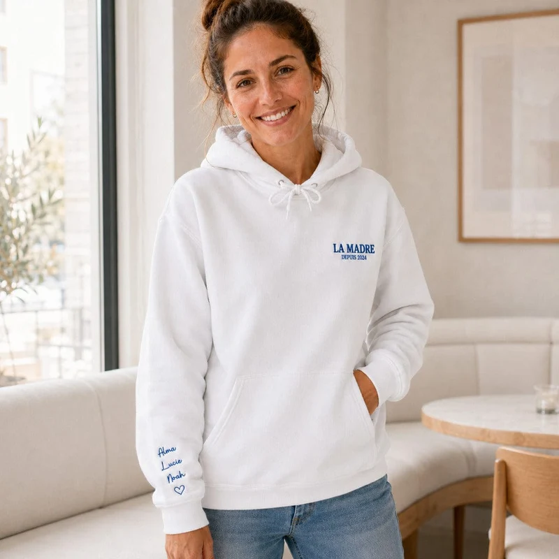 Sweat à capuche personnalisé maman - La madre brodé