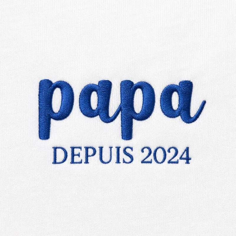 T-shirt personnalisé papa - Papa depuis brodé