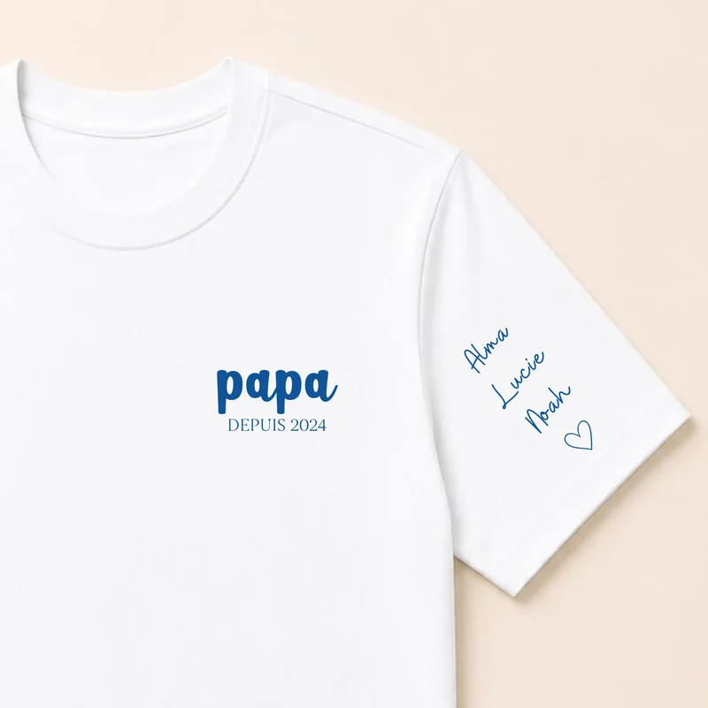 T-shirt personnalisé papa - Papa depuis brodé