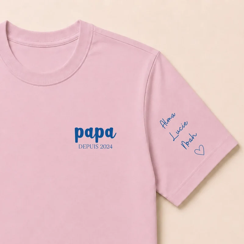 T-shirt personnalisé papa - Papa depuis brodé
