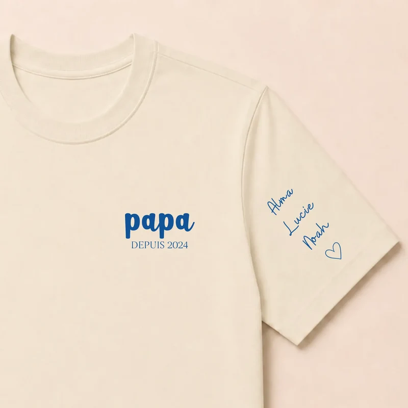 T-shirt personnalisé papa - Papa depuis brodé