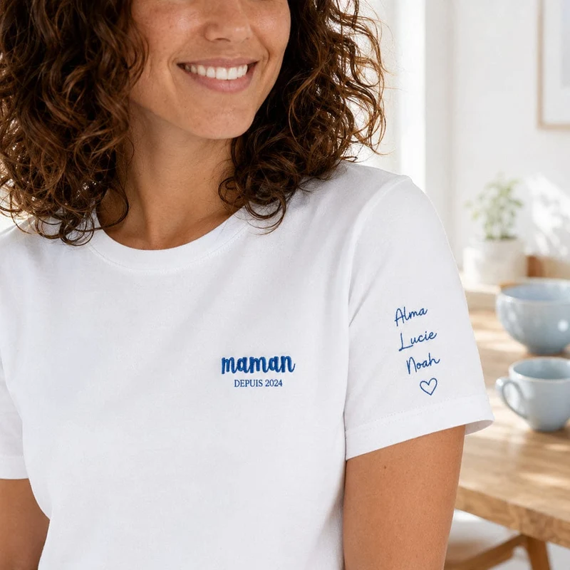 T-shirt personnalisé maman - Depuis brodé