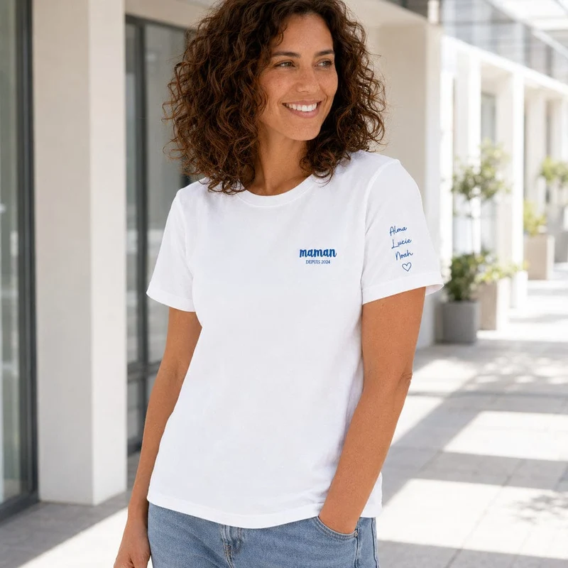 T-shirt personnalisé maman - Depuis brodé