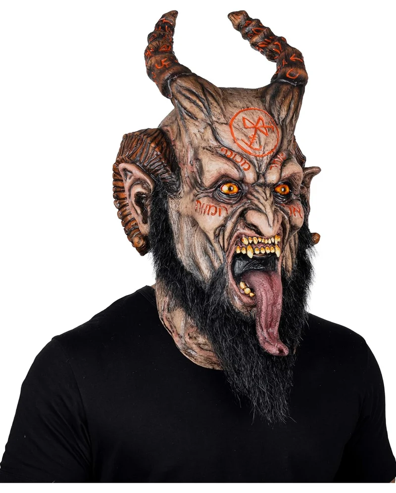 Gehörnte Abadon Teufels Maske mit Bart