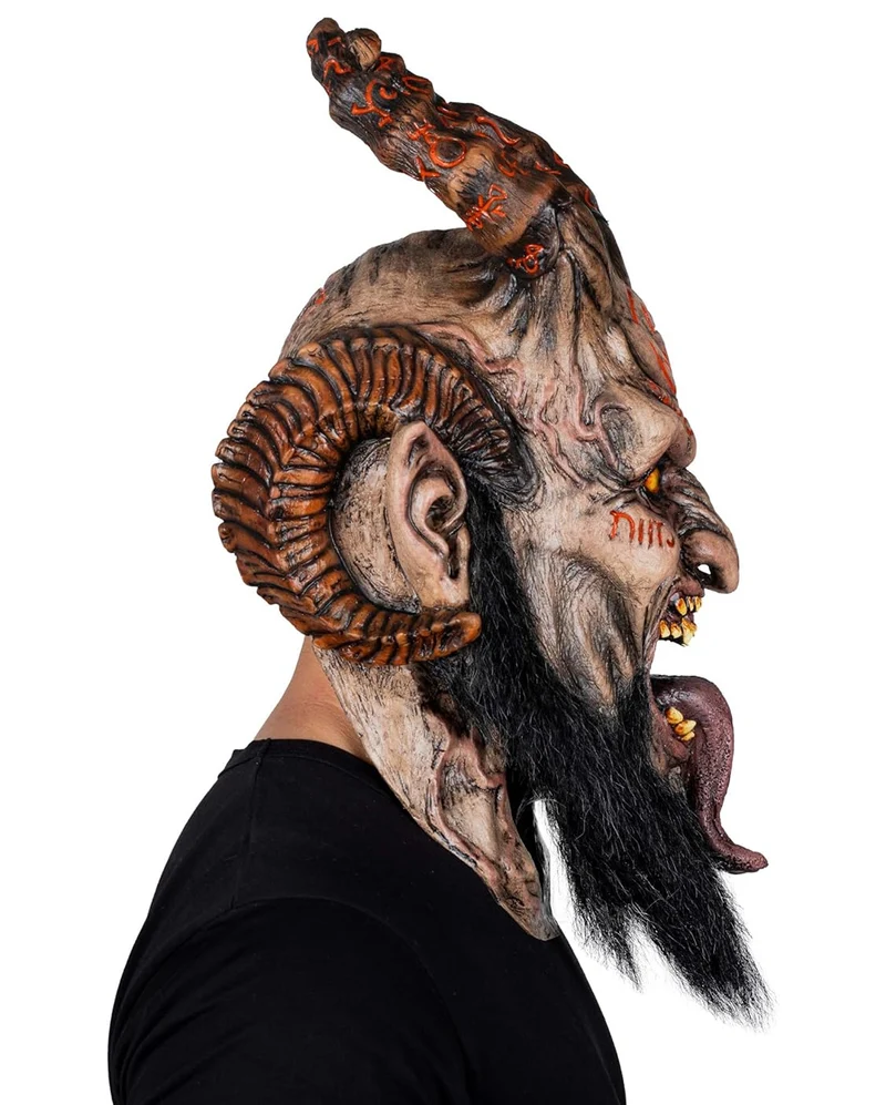 Gehörnte Abadon Teufels Maske mit Bart