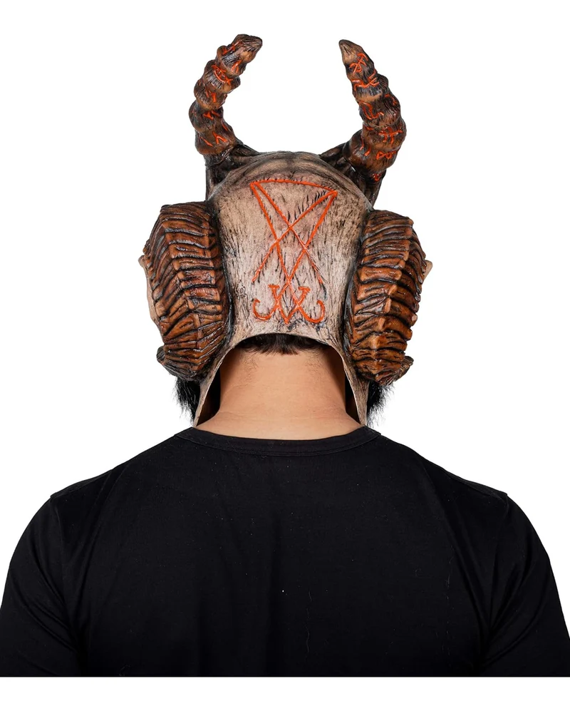 Gehörnte Abadon Teufels Maske mit Bart