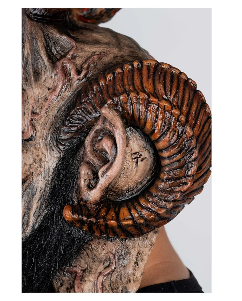 Gehörnte Abadon Teufels Maske mit Bart