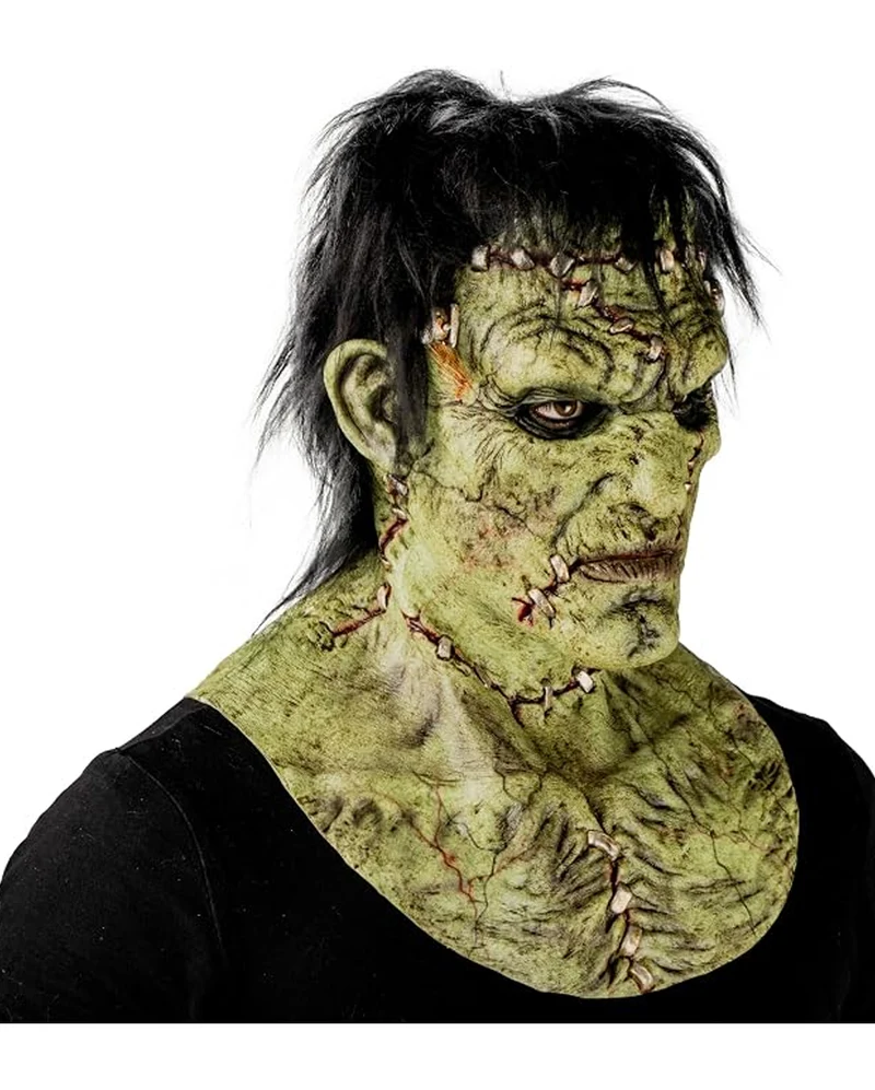 Grüne Frankenstein Monster Maske mit Haaren