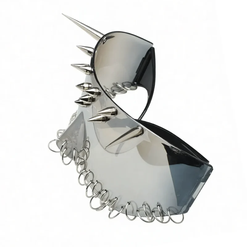 Unisex Cyberpunk Ring-Brille mit Nieten