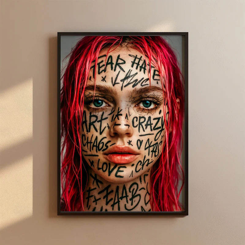 Frau Tattoo Poster Urbane Kunst Print - Mode Poster - Moderne Vintage Bilder & Wohndekoration - Wanddekoration Wohnzimmer Schlafzimmer Deko